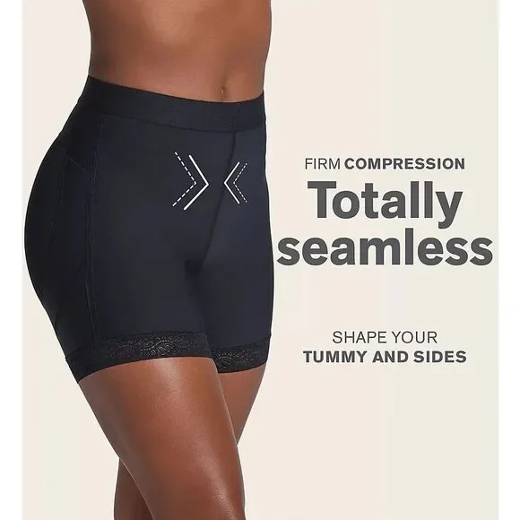 Leonisa NWT Mid-Rise Sculpting Butt Lifter Shaper Short Black Large
